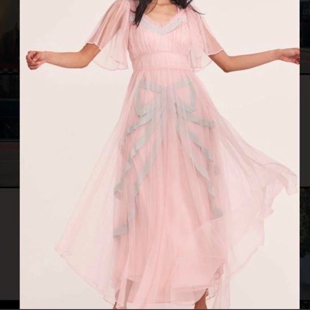 LoveShackFancy Hensley Gown in Soft Peach